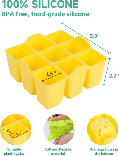 Miniatura 3 de Paquete de 8 bandejas coloridas para iniciación de semilleros, bandejas de silicona para principiantes de semillas adecuadas para bandejas
