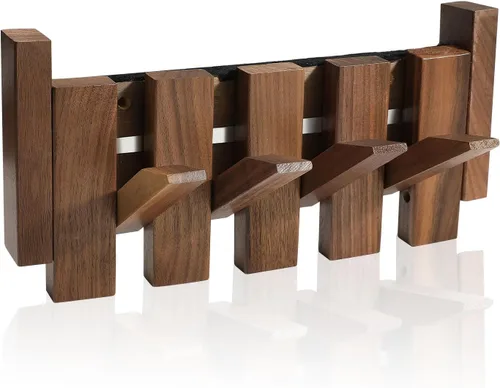 Miniatura 9 de Perchero de madera con 3 ganchos montado en la pared Perchero de pared de madera de nogal