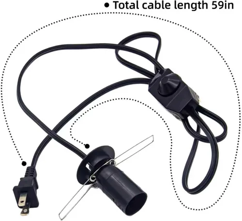 Miniatura 2 de Cable de lámpara de sal del Himalaya, con interruptor de atenuación, bombilla de Navidad, cable con control de atenuador y montaje de base, 6 pies