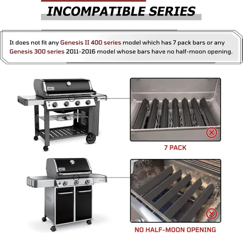 Miniatura 7 de 66032 66795 Barras aromatizantes de 17 pulgadas de repuesto para Weber GS4 Genesis II 300, E-310 E-315 E-335 E-330 S-335, piezas Genesis GS4 II LX