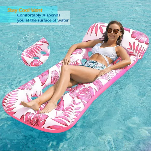 Miniatura 3 de Jasonwell Flotador inflable para piscina, paquete de 2 balsas flotantes para adultos, tumbona flotante, flotadores de bronceado solar, flotadores