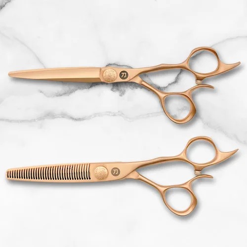 Miniatura 2 de Saki Gold - Juego profesional de tijeras para el cabello, juego de 6 pulgadas, incluye tijeras doradas para el cabello, tijeras para adelgazar