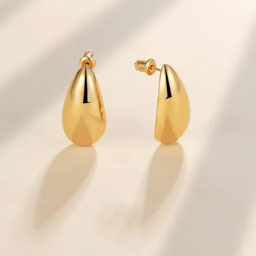 Miniatura 71 de Aretes de aro gruesos de oro para mujer, chapados en oro de 14 quilates, aretes de aro triple, hipoalergénicos, a la moda, aretes de aro gruesos