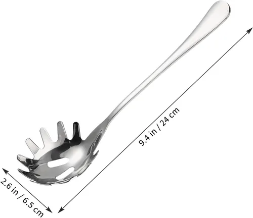 Miniatura 3 de Cabilock Servidor de cuchara de espagueti de acero inoxidable con mango cómodo, práctica cuchara de servir de fideos para albóndigas de pasta y más