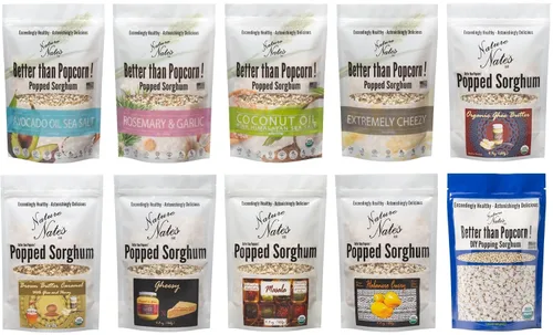 Miniatura 5 de Nature Nate's Popped Sorghum, paquete múltiple variado, sorgo orgánico, keto y sin gluten, aperitivos saludables, mejor que las palomitas de maíz