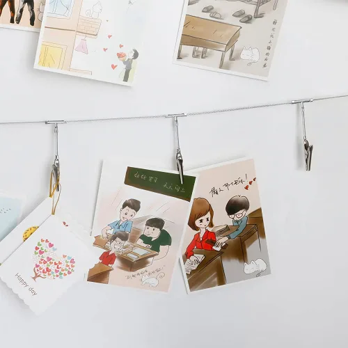 Miniatura 3 de Yeyo Clip de alambre para colgar fotos con 12 clips, marco de fotos de pared para el hogar, dormitorio, collage dormitorio, habitación de los niños