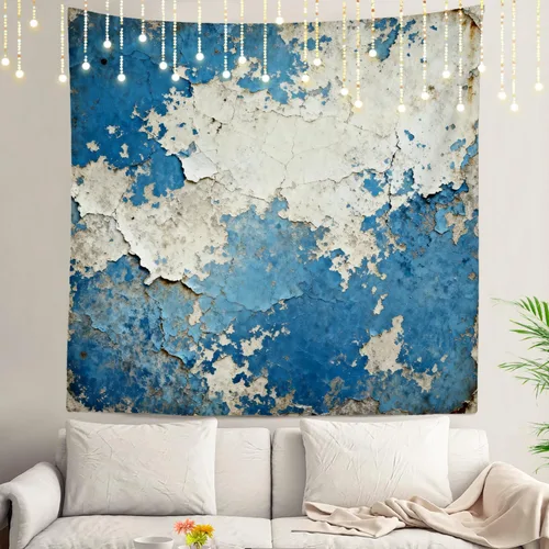 Miniatura 61 de Shrahala Tapiz de pared azul brillante, acuarela azul degradado para colgar en la pared, tapiz grande decorativo de fibra de poliéster, dobladillo