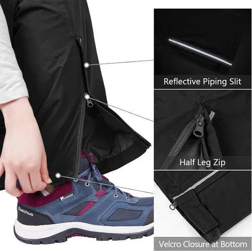 Miniatura 4 de 33,000ft Pantalones de lluvia para mujer, ligeros, impermeables, resistentes al viento, pantalones de senderismo para exteriores, pesca, día lluvioso