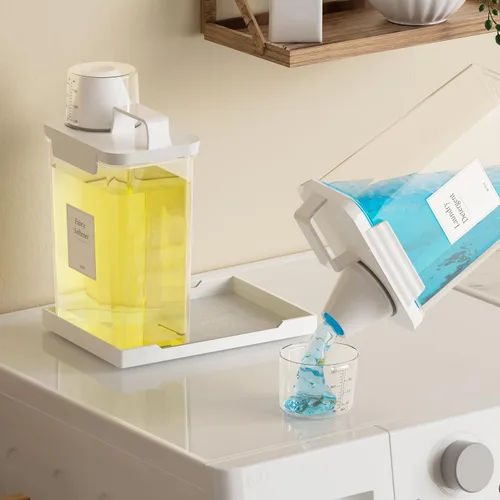 Miniatura 3 de Dispensador de Detergente para Ropa de 61 OZ, Paquete de 2 Dispensadores de Detergente Líquido, Dispensadores de Detergente de Plástico para Polvo
