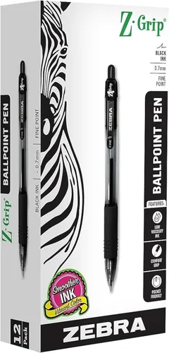Zebra Pen Z-Grip - Bolígrafo retráctil, tinta de flujo suave, punta fina, 0.028 in, suministros escolares y de oficina, ideal para tomar notas, uso