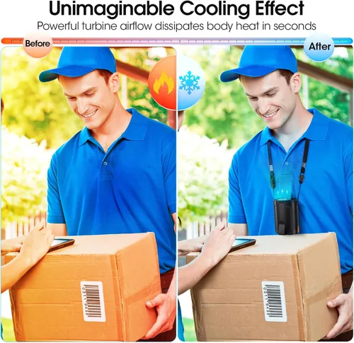 Miniatura 5 de Ventilador portátil AI 2025 recargable, 4 velocidades 6600 RPM fuerte flujo de aire, ventilador de cintura personal con hasta 25 horas de tiempo