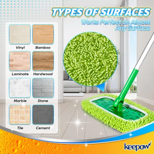 Miniatura 5 de KEEPOW - Paquete de 2 almohadillas de microfibra de felpilla reutilizables compatibles con Swiffer Sweeper, paños de barrido secos lavables