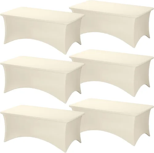 Miniatura 58 de Fixwal Paquete de 3 Manteles Negros para Mesas Rectangulares de 6 Pies, Manteles Rectangulares Elásticos de Spandex Ajustables de 6 Pies