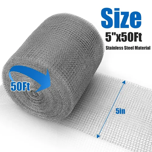 Miniatura 7 de Valchoose Tela de Malla de Alambre Mejorada para Rellenar Agujeros de 5" x 50 Pies, Bloqueador de Espacios de Acero Inoxidable Fácil de Trabajar