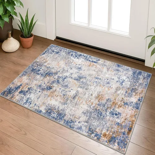 Miniatura 17 de Lansny Alfombra pequeña abstracta de 2 x 3 pies, alfombra de entrada, alfombra lavable para puerta de entrada, alfombra lavable antideslizante