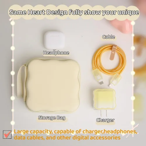 Miniatura 4 de Funda de almacenamiento para cargador, diseño de ondas, protector de cargador de viaje, organizador de cables para auriculares, caja