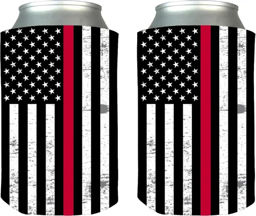 Rogue River Tactical Fina bandera de línea roja plegable botella de cerveza botella de bebida más fresco mangas 2 paquete regalo para bomberos