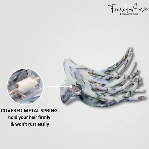 Miniatura 3 de French Amie Bear Paw Aqua Marble Pequeño 2 ¾" Celuloide hecho a mano para salón de belleza, diapositiva lateral, mandíbula de yoga