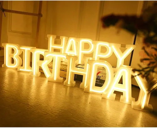 Miniatura 2 de Letras con luces de neón, 26 letras del alfabeto, letreros iluminados para luz de noche, para bodas, Navidad, fiestas de cumpleaños, alimentadas por