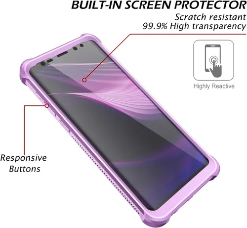 Miniatura 4 de Dexnor Funda para Galaxy S9+ Plus con protector de pantalla transparente de grado militar, resistente 360, cuerpo completo, a prueba de golpes