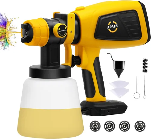 Pulverizador de pintura inalámbrico para batería Dewalt de 20 V MAX, pistola de pintura en aerosol HVLP con motor sin escobillas y 4 boquillas de