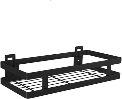 qiuqiu Estante de almacenamiento de acero inoxidable montado en la pared, estante flotante negro, estante de especias para cocina, baño con varios