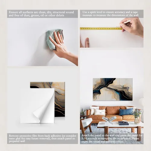Miniatura 6 de JBER Paquete de 6 paneles acústicos artísticos, paneles de pared insonorizados de 47.2 x 27 pulgadas, paneles de pared autoadhesivos grandes