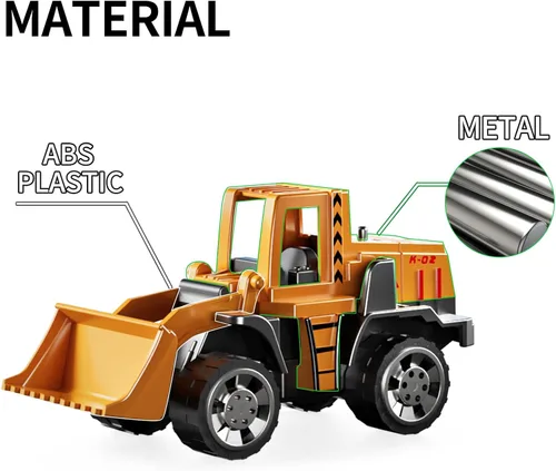 Miniatura 4 de TEMI Juego de camiones de construcción con alfombra de juego, juguetes de camión transportador para niños pequeños, juego de autos de juguete