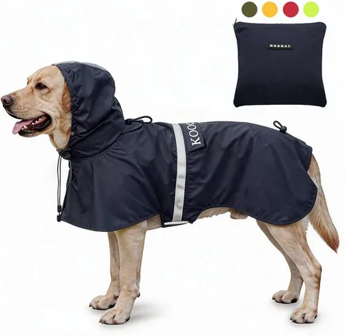 Miniatura 11 de Impermeable para perros grandes, poncho impermeable para perros medianos y grandes, ropa impermeable (4XL, verde)