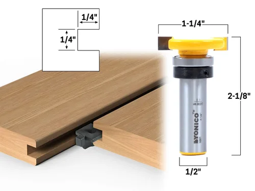 Miniatura 2 de YONICO Broca de fresadora de ranura para rodamientos superiores (1/4" de altura - profundidad de 1/4" - vástago de 1/2")