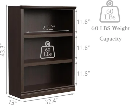 Miniatura 3 de Bevfint - Estantería alta de 43 pulgadas, estantería de 3 niveles con almacenamiento abierto, 33 pulgadas de ancho, mueble de interior de pie