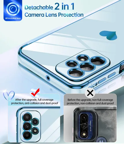 Miniatura 2 de LeYi Funda para A23 5G con protector de pantalla [2 piezas] + protección completa de la cámara, diseño de corazón chapado en corazón, bonita funda