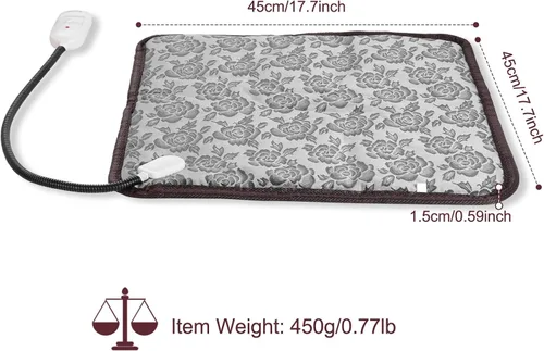 Miniatura 6 de Almohadilla térmica para gatos, almohadilla térmica impermeable de 17.7 x 17.7 pulgadas, cama climatizada para gatos, manta de calentamiento
