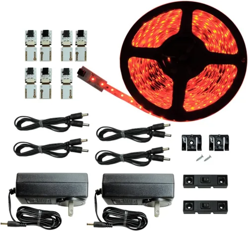 Inspired LED - Tira de luz - Kit de corte y conexión - Rojo súper brillante - 39.5 pies / 12M - Tira de iluminación LED - LED regulable
