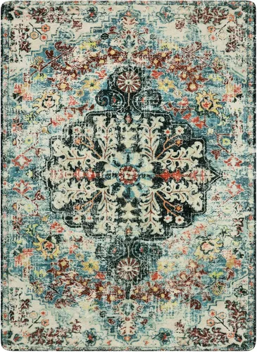 Miniatura 9 de Lahome Alfombra bohemia con medallón floral, 4 x 6 pies, color verde azulado, suave, lavable, antideslizante, apta para mascotas, alfombra