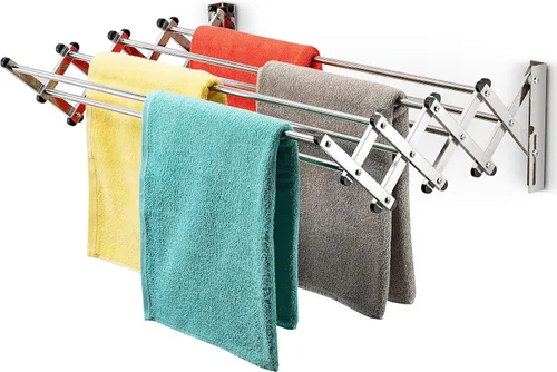 Miniatura 8 de Bartnelli Estante de secado de ropa montado en la pared para ropa Fabricado en Europa con diseño plegable patentado para una máxima eficiencia