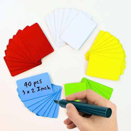 Availey 40 piezas (3 x 2) - Etiquetas magnéticas de borrado en seco de color completo - Tiras reutilizables para aula, hogar, oficina, garaje, A