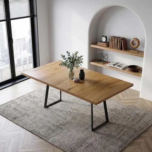 Miniatura 38 de ZckyCine Mesa de Comedor Moderna de Mediados de Siglo y Sillas para 4 Rectangular de Madera Expandible que Ahorra Espacio Multifuncional Marrón