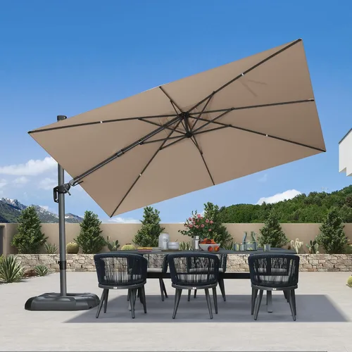 Miniatura 11 de PURPLE LEAF Sombrilla de Patio de 8 Pies para Exteriores Sombrilla Cantilever Cuadrada de Aluminio Sombrilla Offset con Rotación de 360 Grados