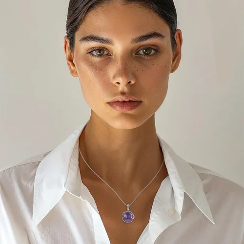 Miniatura 19 de Collares de plata de ley 925 con piedras preciosas para mujer, piedra natal, collares con colgante de plata, collar de plata de declaración de plata