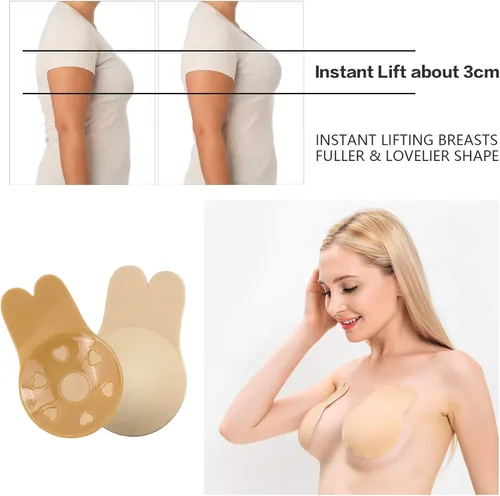 Miniatura 2 de 2 pares de sujetador adhesivo invisible de silicona reutilizable sin tirantes sujetador de la cinta de elevación del pecho pasties pegajoso push up