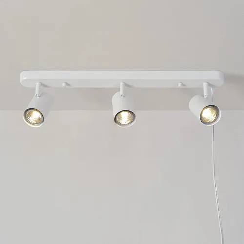 Miniatura 7 de GLOBE Electric 60024 Iluminación de riel de 3 luces con enchufe, cabezales ajustables, acabado blanco mate, 22 pulgadas, base GU10, cable de 15 pies