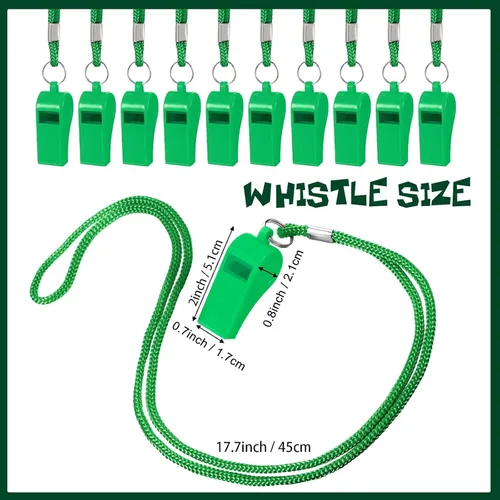 Miniatura 2 de Honoson Silbato para adultos con cordón de seguridad de plástico silbato de emergencia de supervivencia fuerte para salvavidas entrenadores Verde