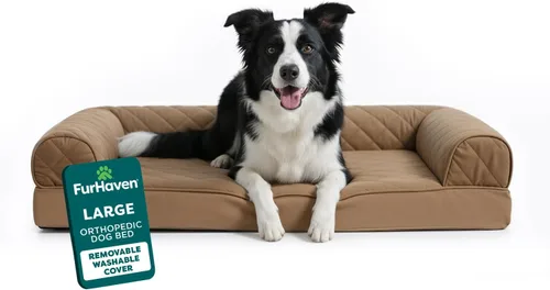 Miniatura 27 de Furhaven Cama ortopédica de espuma para perros, de pelo sintético y terciopelo, con diseño de caja de huevos, color salvia oscura, talla M Dark Sage