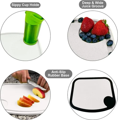 Miniatura 5 de Two Peas Juego de 2 platos para niños o platos para niños pequeños y tabla de cortar irrompible paja de trigo Juegos de vajilla como platos