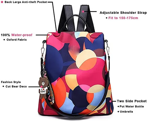 Miniatura 5 de Mochila impermeable antirrobo para mujer, de día, ligera, para la escuela