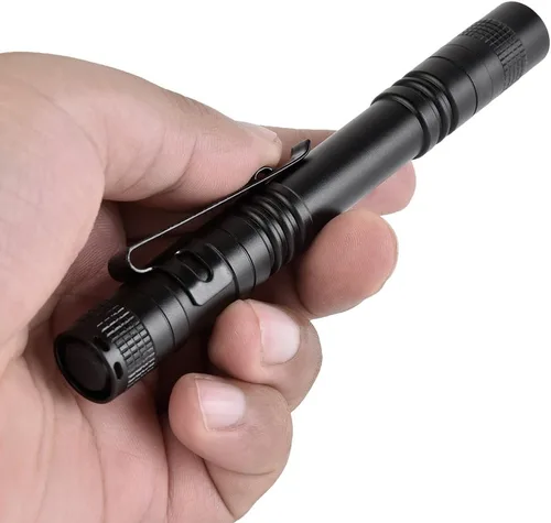 Miniatura 6 de 10 piezas mini pequeña linterna LED de mano pluma linterna linterna con clip llevó la linterna de bolsillo de la linterna para acampar al aire libre