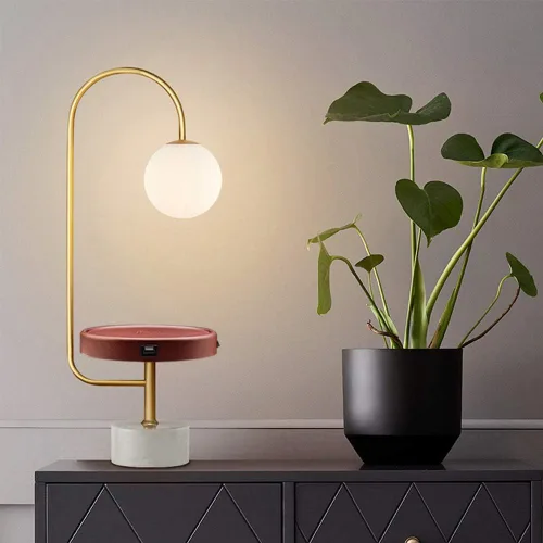 Miniatura 3 de Hsyile KU300239 Lámpara de mesa creativa contemporánea y moderna con puertos de carga USB, adecuada para sala de estar, estudio, oficina