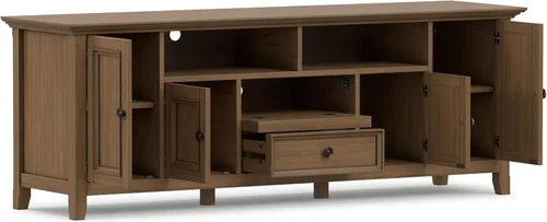 Miniatura 3 de SIMPLIHOME Amherst - Soporte de TV de transición de madera maciza de 72 pulgadas de ancho, estilo rústico marrón envejecido, para televisores