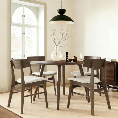 Miniatura 23 de KISLOT Rattan Dining Chairs Set of 4, Upholstered Modern Dining Room Chairs, Mid Century Oak Wood Kitchen Chairs with Rattan Backrest for Farmhouse